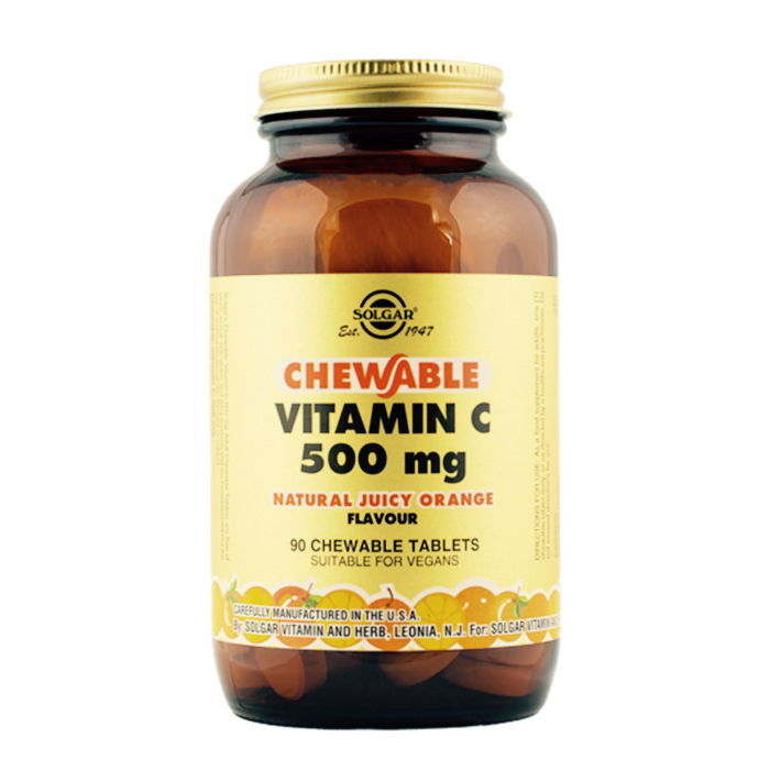 C vitamiini närimistabletid 500 mg Apelsin Solgar 90 tabl