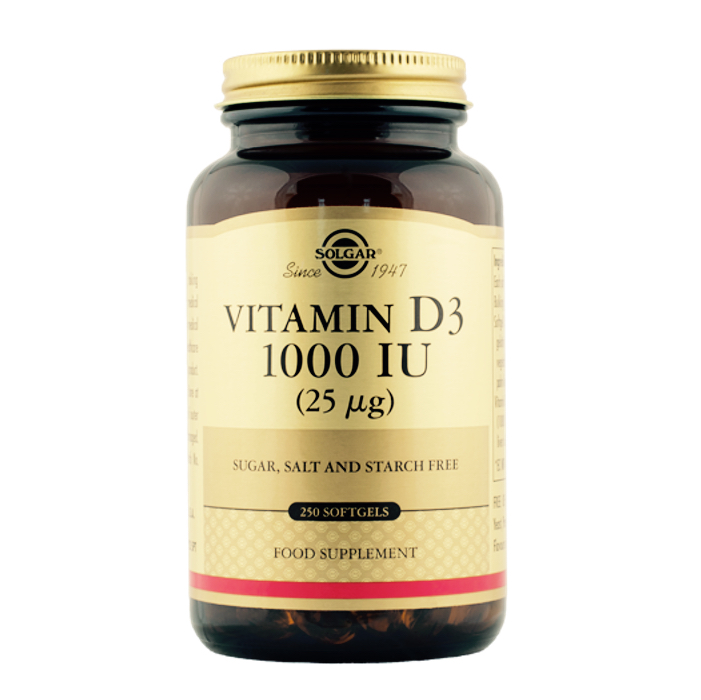 Vitamiin D3 kolekaltsiferool 1000 IU Solgar 250 kapslit
