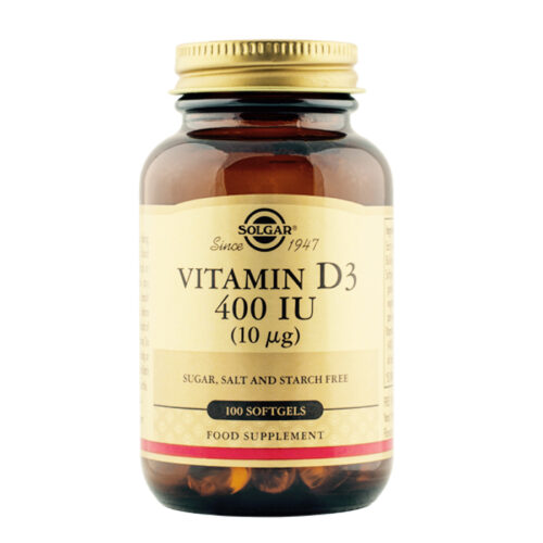 Vitamiin D3 kolekaltsiferool 400 IU Solgar 100 kapslit